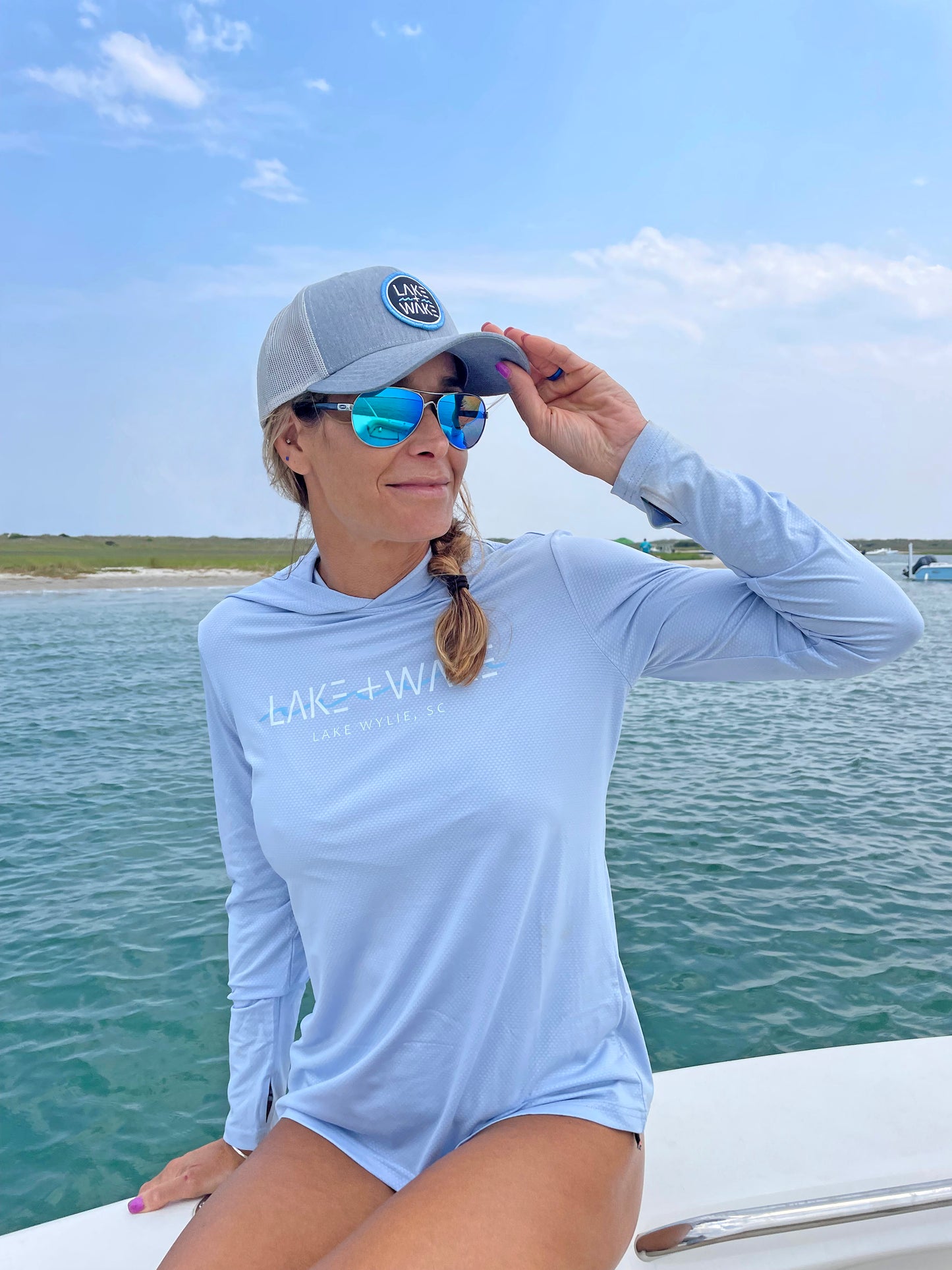 Women's UPF Lightweight Performance Hoodie - Light Blue