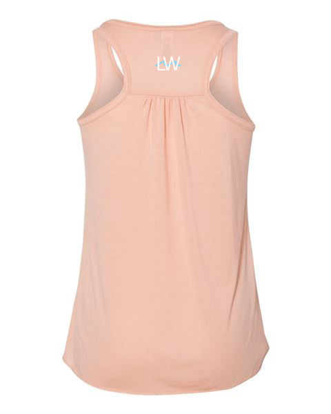 Racerback youth girls flowy tank. LW logo on top back.